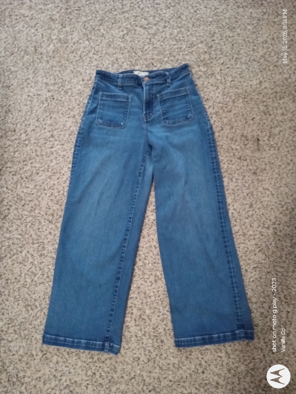 Madewell Emmett Patch Pocket Wide Leg Jean Blue Size 29 Petite - Picture 2 of 10
